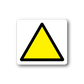 Caution triangle sticker with yellow warning triangle on white rounded square