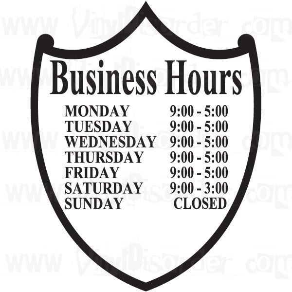 Custom Crest Store Business Hours Decal