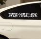 White death metal style decal with spiky gothic lettering on a dark surface