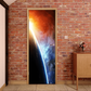 Vinyl door skin wrap sticker with abstract space artwork on rectangular door panel