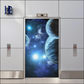 Elevator door skin vinyl wrap sticker with starry space scene and planet graphics