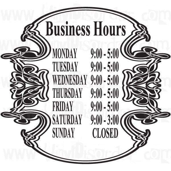 Custom Floral Store Business Hours Decal