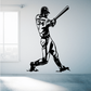 Baseball batter wall decal, black silhouette holding bat, jersey with name and 34