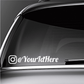 Custom Instagram decal sticker with @YourIdHere on car window glass