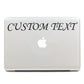 Laptop lettering decal with black custom text on silver laptop lid