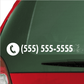 Phone number die-cut decal with (555) 555-5555 and phone icon in white