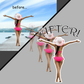 Pinup bikini sticker with pink swimsuit girl in white hat, 'AFTER!' text