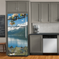 Refrigerator vinyl skin wrap sticker with mountain lake scene