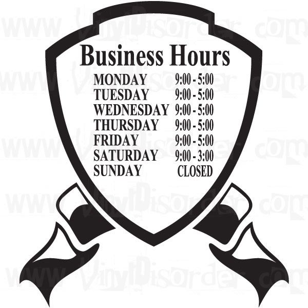 Custom Ribbon Store Business Hours Decal