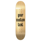 Skateboard text vinyl decal with black Gothic lettering, custom words layout