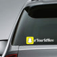 Custom Snapchat die-cut decal with yellow icon and @YourIdHere text