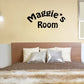 Custom name wall decal reading "Maggie’s Room" in black lettering