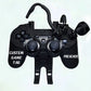 Custom Xbox controller text decal on black game controller, left and right labels.