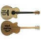 Wood acoustic guitar with 'Your Custom Text' engraved on sound hole area
