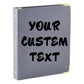Custom text notebook, gray cover with gold corner hardware