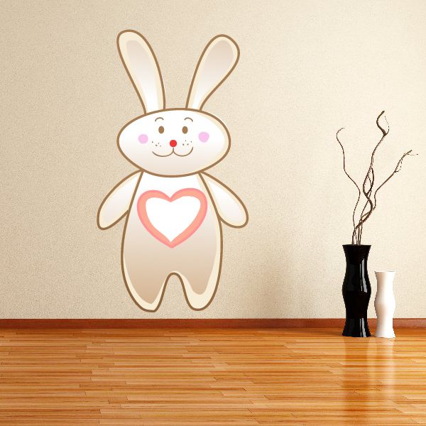 Image of Cute Bunny with Heart Sticker