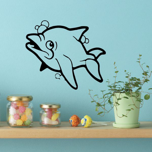 Image of Cute Cartoon Dolphin Decal