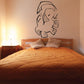 Cartoon elephant wall decal, outline design with tusks and patterned face