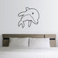 Dolphin decal with cute outline design, black on light background