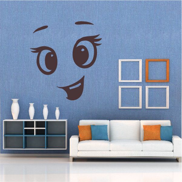 Vinyl face expression wall decal set with eyes and mouth designs