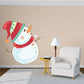 Snowman wall decal with red scarf and multicolor striped hat