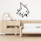 Cute kids angel fish wall decal, white cartoon fish with black outline and heart details
