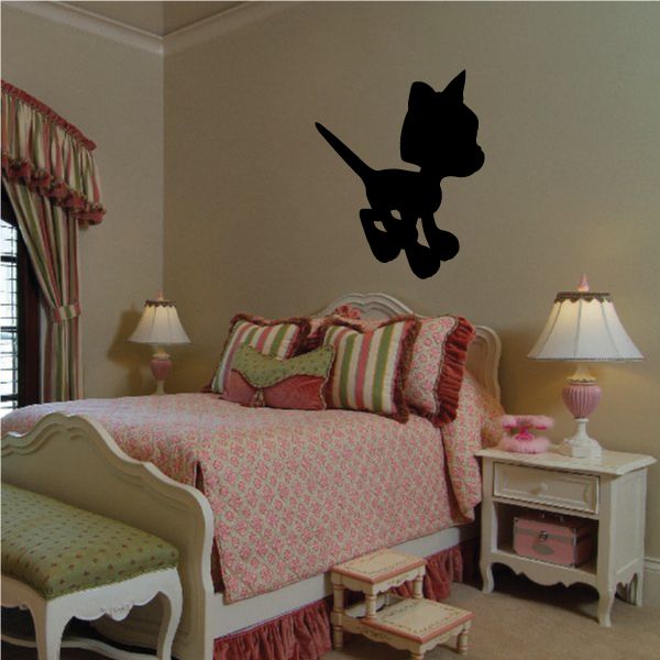 Image of Cute Kitten Staring Off Silhouette Decal