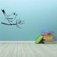 Songbird wall decal: perched bird with branch in line art, black and white