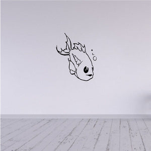 Goldfish decal with cute outline and small bubble accents