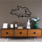 Cartoon dolphin bubble wall decal with black outline and white fill