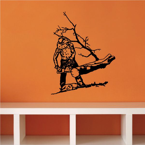 Image of Cutting Tree with Chainsaw Decal