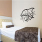 Dolphin splashing wall decal with black outline and splash lines