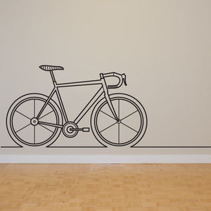 Bicycle line art decal with front headlight and handlebars