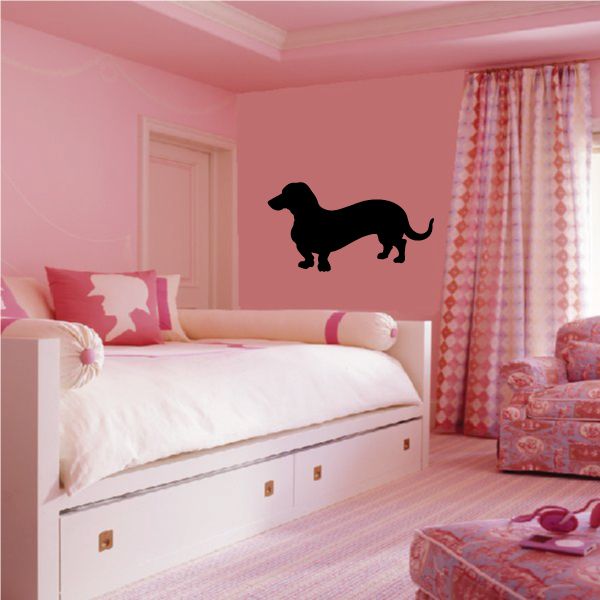 Dachshund silhouette decal, black dachshund dog outline