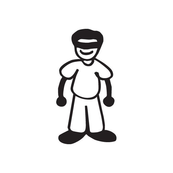 Blindfolded dad decal of cartoon man in blindfold and shorts
