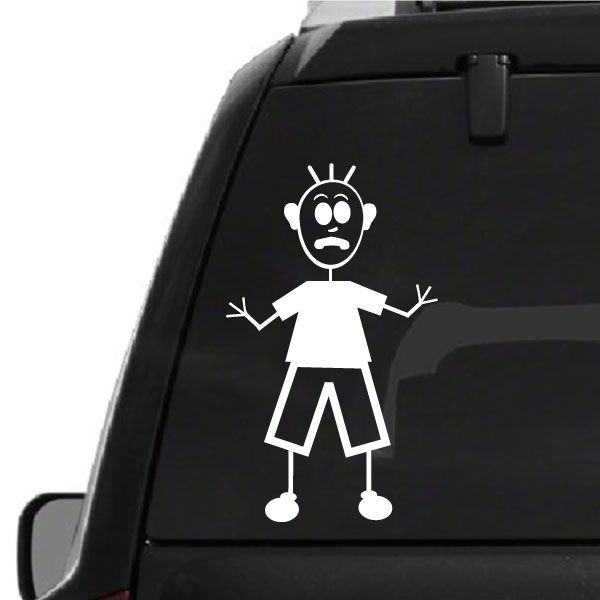 Car window decal sticker with cartoon dad character illustration