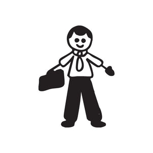 Dad doing business decal of a smiling man holding a briefcase