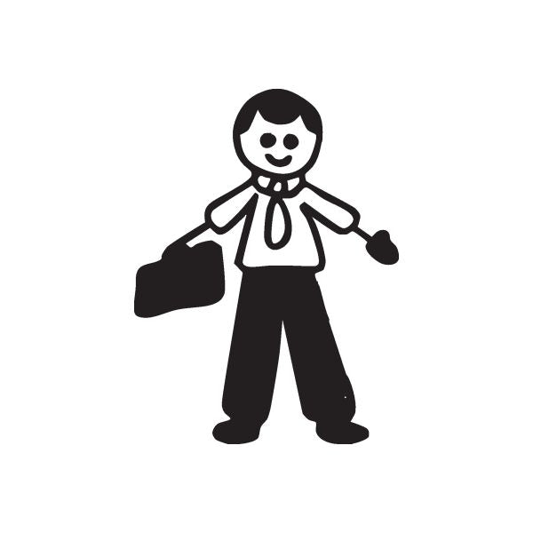Dad doing business decal of a smiling man holding a briefcase