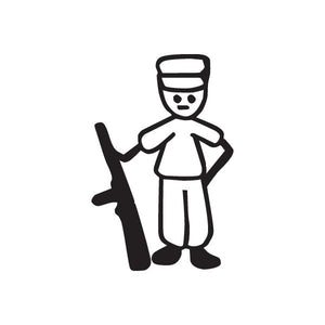 Hunting decal sticker of a man holding a rifle
