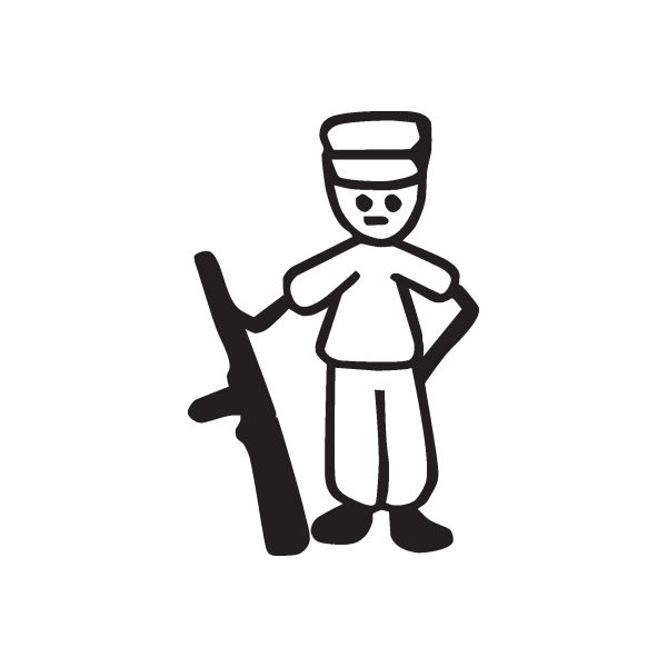 Hunting decal sticker of a man holding a rifle