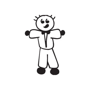 Cartoon dad casual suit decal with arms out and smiling face
