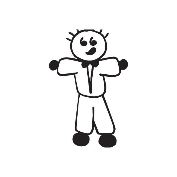 Cartoon dad casual suit decal with arms out and smiling face