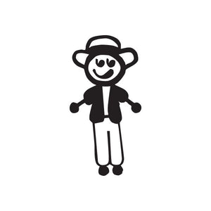 Smiling cartoon dad decal in dark jacket and pants