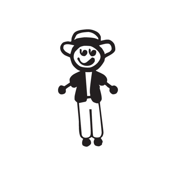 Smiling cartoon dad decal in dark jacket and pants