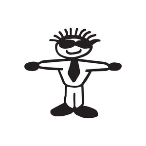 Smiling cartoon dad decal in suit and tie with arms outstretched