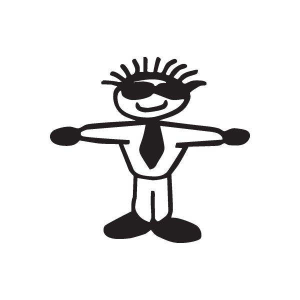 Smiling cartoon dad decal in suit and tie with arms outstretched