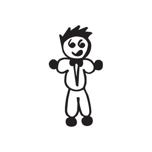 Cartoon dad decal with glasses, hoodie and shorts, black outline