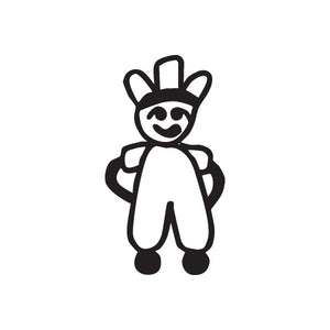 Black jester decal with tall hat and smiling face outline
