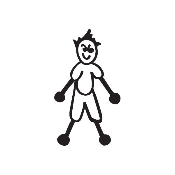 Dad mischievous decal, black cartoon stick-figure character with arms and legs