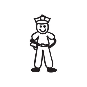 Dad policeman cartoon decal in black line art
